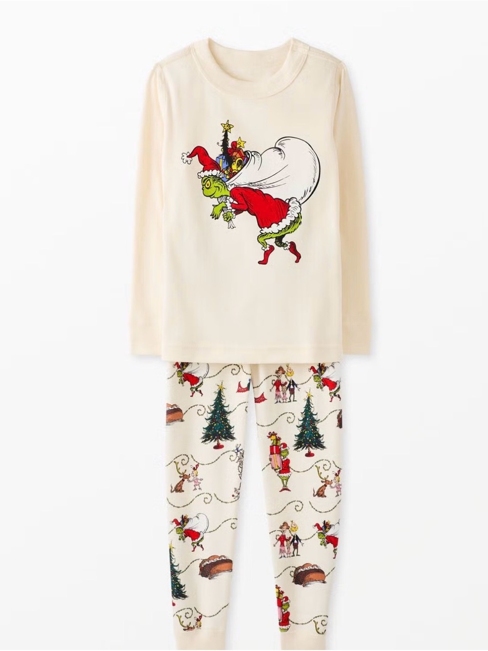 Dr. Seuss Kids' Grinch Santa Tee - Cream, Red, Green